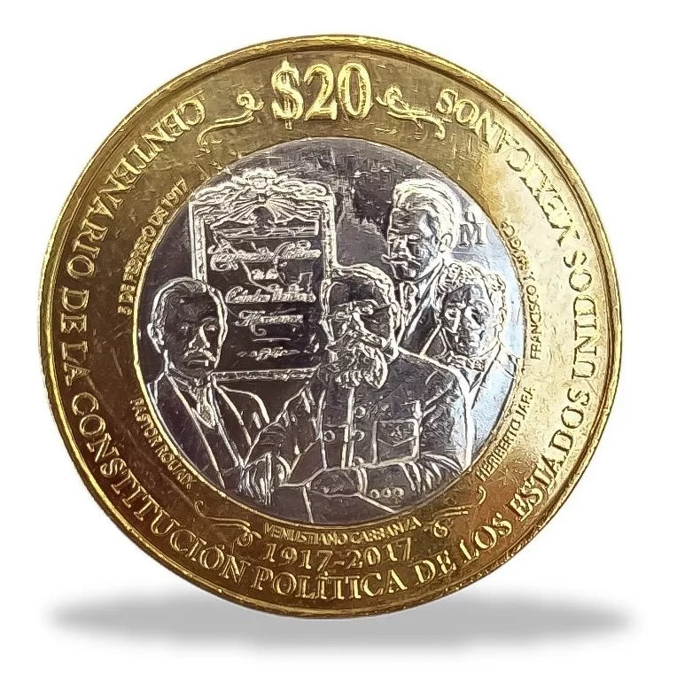 Coin 20 Pesos Centennial Mexican Constitution